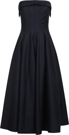 Alberta Ferretti Black Off-Shoulder Wool Midi Dress-Donna