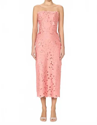 Costarellos Astelle Floral Cut Strapless Dress In Pink Sorbet