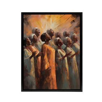 Artery8 African Country Gospel Music Choir Framed Canvas Wall Art Print | Size: W24 x H32