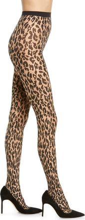 Wolford Josey Leopard Pattern Tights in Fairly Light/black at Nordstrom, Size X-Small