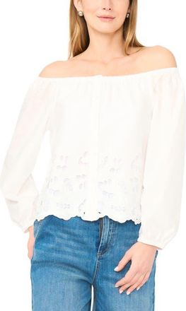 Vince Camuto Button-Up Off the Shoulder Top in Ultra White at Nordstrom, Size X-Small