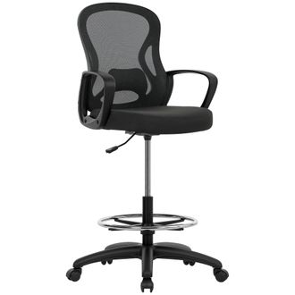 Vinsetto Mesh Office Chair with Lumbar Support - Adjustable Height - Black | TJ Hughes