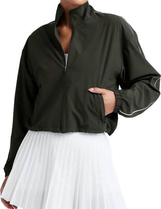 Beyond Yoga Track Relaxed Fit Jacket In Olive Ink