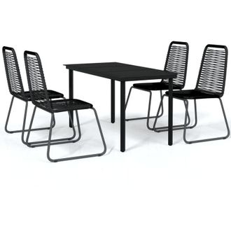 vidaXL Juego De Comedor Para Jard&iacute;n 5 Piezas Negro Vidaxl