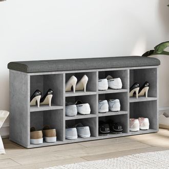 vidaXL Vidaxl - Banco Zapatero Madera De Ingenier&iacute;a Gris Hormig&oacute;n 102x32x50 Cm