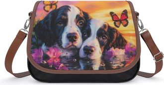 Generic English Springer Spaniel Dogs Butterfly Fashion Womens Crossbody Bags Novelty Handbag Shoulder Bag Purse