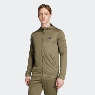adidas Kapuzensweatjacke ADIDAS PERFORMANCE TRAIN ESSENTIALS SEASONALS FULL-ZIP HOODIE, Herren, Gr. XXL, gr&uuml;n (olive strata), Obermaterial: 100% Polyester, a