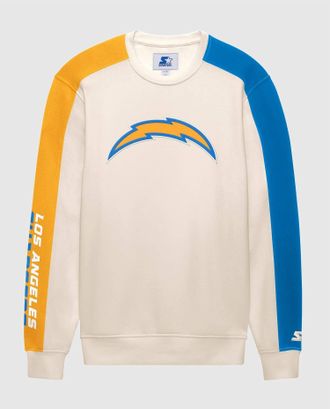 Starter Mens Los Angeles Chargers Team Crew Long Sleeve Shirt In Cream