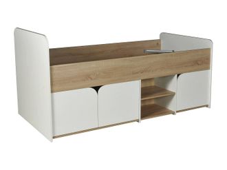 Vente-Unique Letto 90 X 190 Cm Con Vani Contenitore - Colore: Naturale E Bianco - Lostya