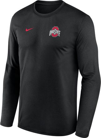 Nike Ohio State Sideline Legend Small Logo Nike Mens Dri-FIT College Long-Sleeve T-Shirt in Black | 02TJ00AOH-HE3