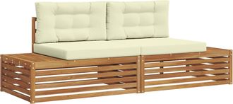 vidaXL 2 Uds. Conjunto De Sof&aacute;s De Exterior Natural Y Crema Vidaxl