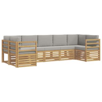 vidaXL Conjunto De Sof&aacute; Seccional 7 Pcs Blanco Y Gris Claro Vidaxl