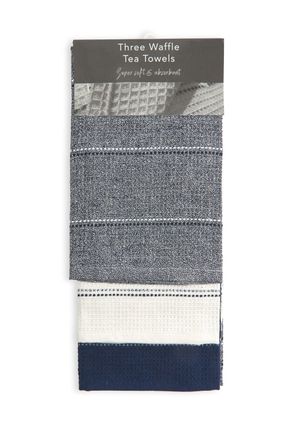 TJ Hughes Utopia 3 Pack Kitchen Tea Towel Set in Navy - TJ Hughes