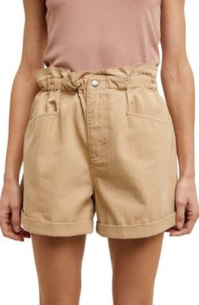 Wishlist Paperbag Waist Twill Shorts in Taupe at Nordstrom Rack, Size Medium
