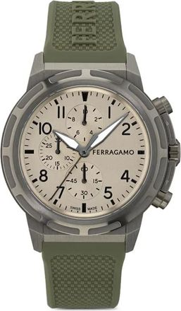 Ferragamo Orologio con logo goffrato 44mm - Grigio