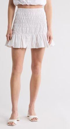 Leith Smocked Miniskirt in White at Nordstrom Rack, Size X-Large