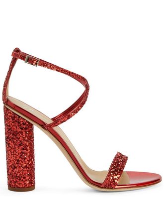Giuseppe Zanotti Sandali Tara con glitter 110mm - Rosso