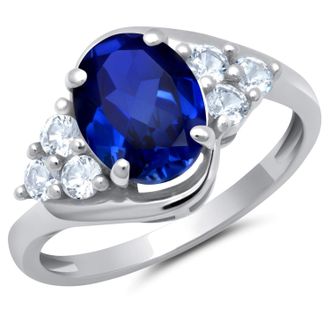 MAX + STONE 10k Yellow or White Gold Oval Cut Gemstone Sunburst Halo Ring