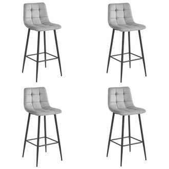 OEM Taburete Arceto - Terciopelo Gris Plata / Patas Negras X 4