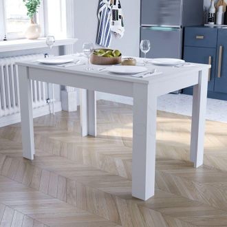 Home Discount Home Discount - Medina 4 Seater Dining Table mdf Wood, 117 x 76.5 cm, White