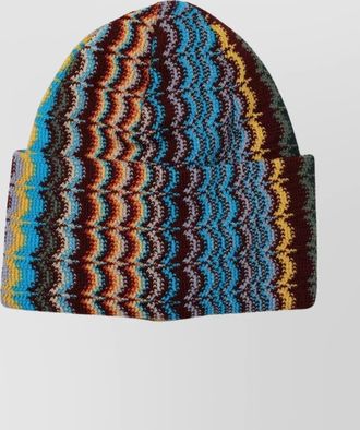 Missoni multicolored knitted hat zigzag design