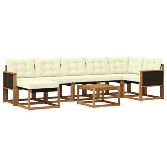 vidaXL Conjunto De Sof&aacute;s De Exterior Con Coj&iacute;n 8 Pcs Natural Y Crema Vidaxl