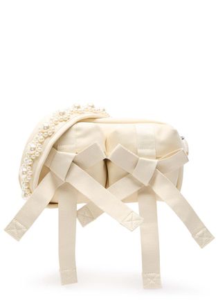 Simone Rocha Simone Rocha Bow Faux Pearl-embellished Nylon Cross-body bag - Stone - One Size