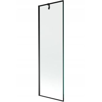 Desconocido Mampara De Ba&ntilde;era 1 Hojas Vidrio Transparente, 60x150 Cm, Perfil Negro