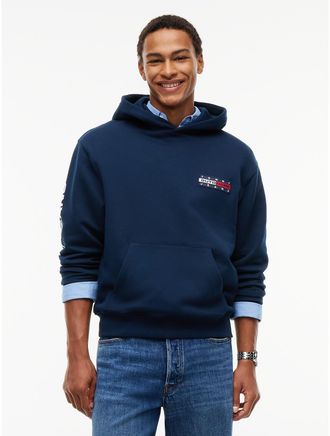 Tommy Hilfiger Mens Tommy Jeans Multiflag Outdoor Logo Hoodie - Dark Blue - XXL