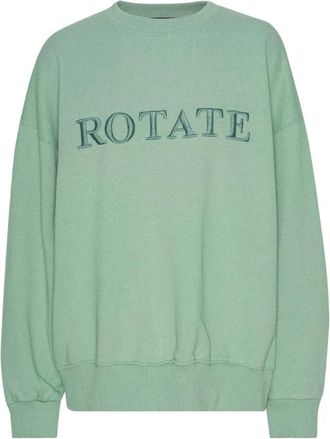 Rotate Rotate Birger Christensen, Hoodies & sweatvesten, Dames, Groen, M, Katoen, Groene Logo Crewneck Sweatshirt