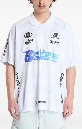 A Bathing Ape flame-print half-zip jersey - White