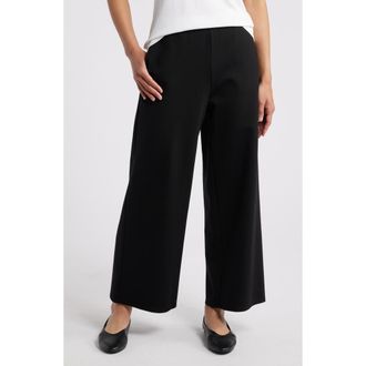 Eileen Fisher Ankle Wide Leg Pants in Black at Nordstrom, Size X-Large