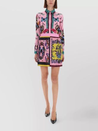 Versace Jeans Couture floral graphic long sleeve collared top