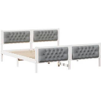 vidaXL Estructura De Cama Con Cabecera Gris Claro 160 X 200 Cm Vidaxl