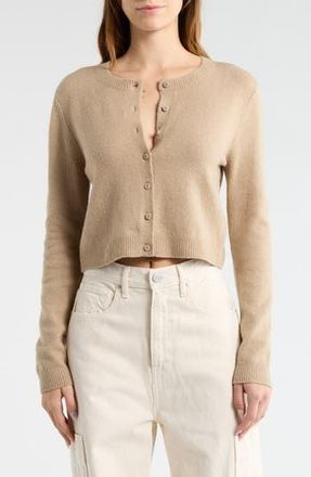 Abound Classic Crewneck Cardigan in Tan Savannah at Nordstrom Rack, Size X-Small