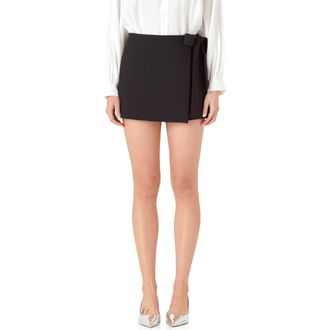 English Factory Tie Wrap Miniskort in Black at Nordstrom Rack, Size Medium