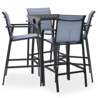 vidaXL Mesa Alta Y Taburetes De Bar De Jard&iacute;n 5 Piezas Negro Y Gris Vidaxl