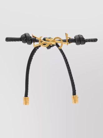 Saint Laurent cassandre leather cord bracelet knot detail