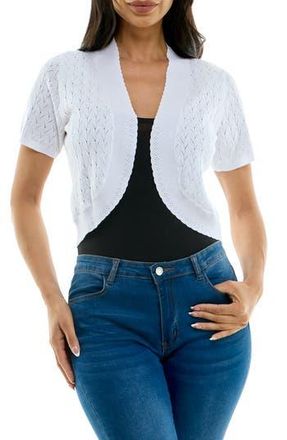 Nina Leonard Scalloped Bolero in White at Nordstrom Rack, Size X-Large