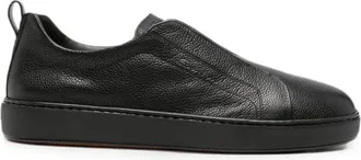 Santoni S-Victory Grainy-leather Slip-on Sneakers