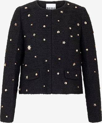 Weill Boucl&eacute;-Tweed-Jacke mit Nieten und Sternen City Mikado