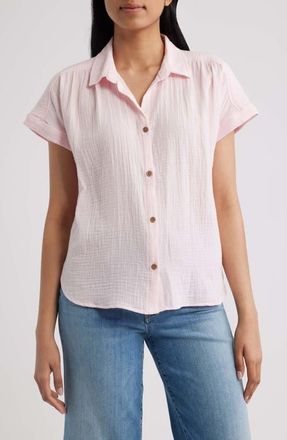 Beach Lunch Lounge Devin Gauze Shirt in Pale Pink at Nordstrom, Size X-Small