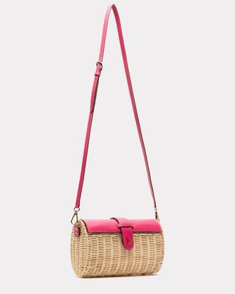 Frances Valentine Betsy Wicker & Leather Crossbody Clutch