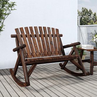 Berkfield Home 2-Seater Garden Rocking Bench 123x96x102 cm Solid Wood Spruce in Brown | Size: 123 x 96 x 102 cm