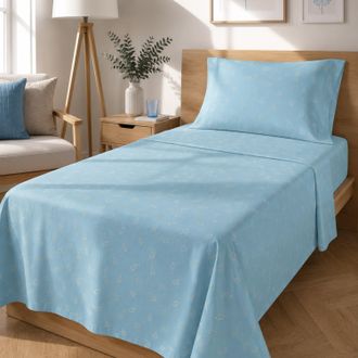 KASANOVA Completo letto singolo foglie azzurro
