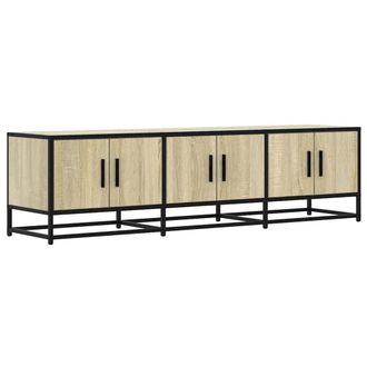 Berkfield Home TV Cabinet Sonoma Oak 150x35x41 cm Engineered Wood & Metal in Light Tan | Size: 150 x 35 x 41 cm