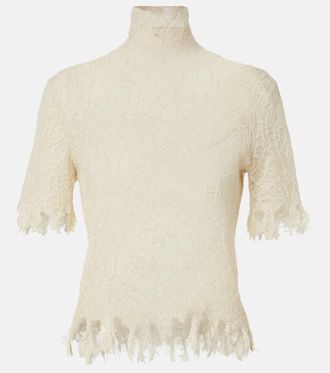 Alexander McQueen Sheer cotton and silk lace top