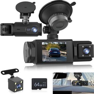 OEM C&aacute;mara De Salpicadero Wifi Para Coche: C&aacute;mara Inal&aacute;mbrica De 3 Canales Con Aplicaci&oacute;n, Full Hd 1080p, Pantalla Ips De 2, Tarjeta 64 Gb Incluida