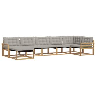 vidaXL Conjunto De Sof&aacute;s De Exterior 7 Pcs Blanco Y Gris Claro Vidaxl