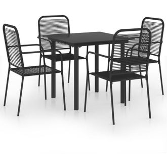 vidaXL Set da Pranzo da Giardino 5 pz Nero in Vetro e Acciaio Vidaxl